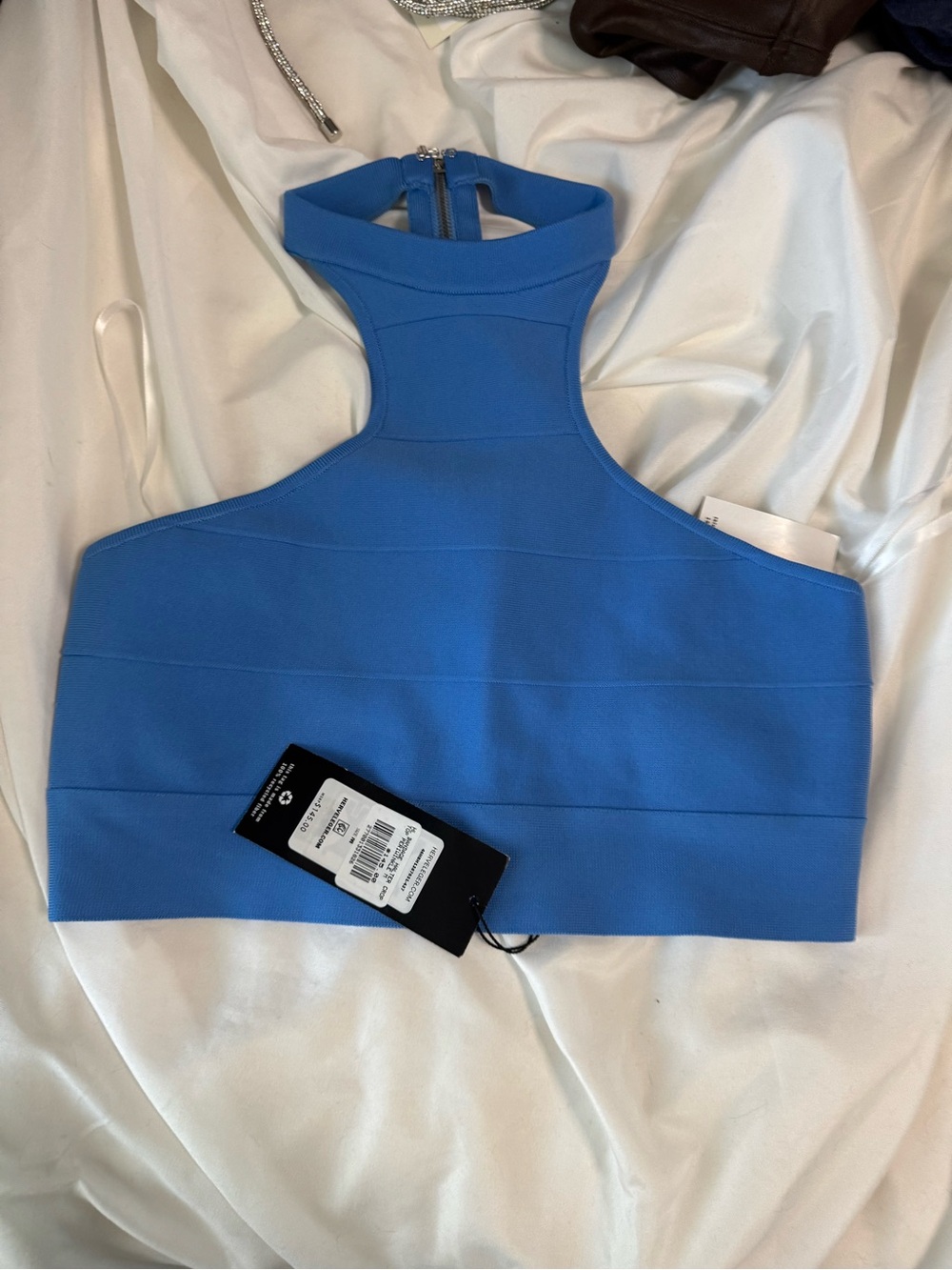 Herve Leger Electric Blue Halter Crop Top